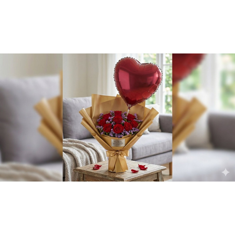 Rose & Balloon Rayong - 1Rose & Balloon Rayong – Balloon Rose ComboRoses with balloons delivered in Rayong.