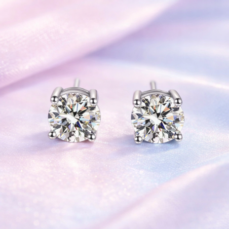 Серьги-гвоздики с муассанитом Elite Round | 0.5ct гвоздики