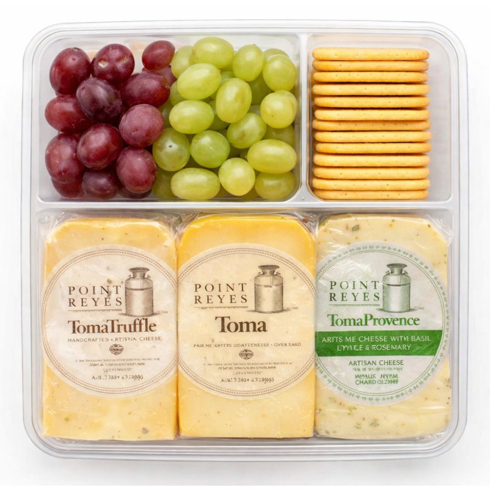 Gourmet cheese fruit cracker platter