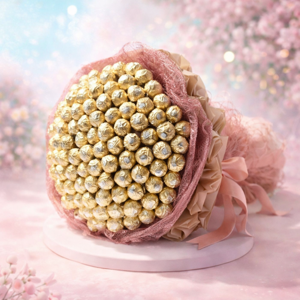 Gold chocolate bouquet rose wrapping