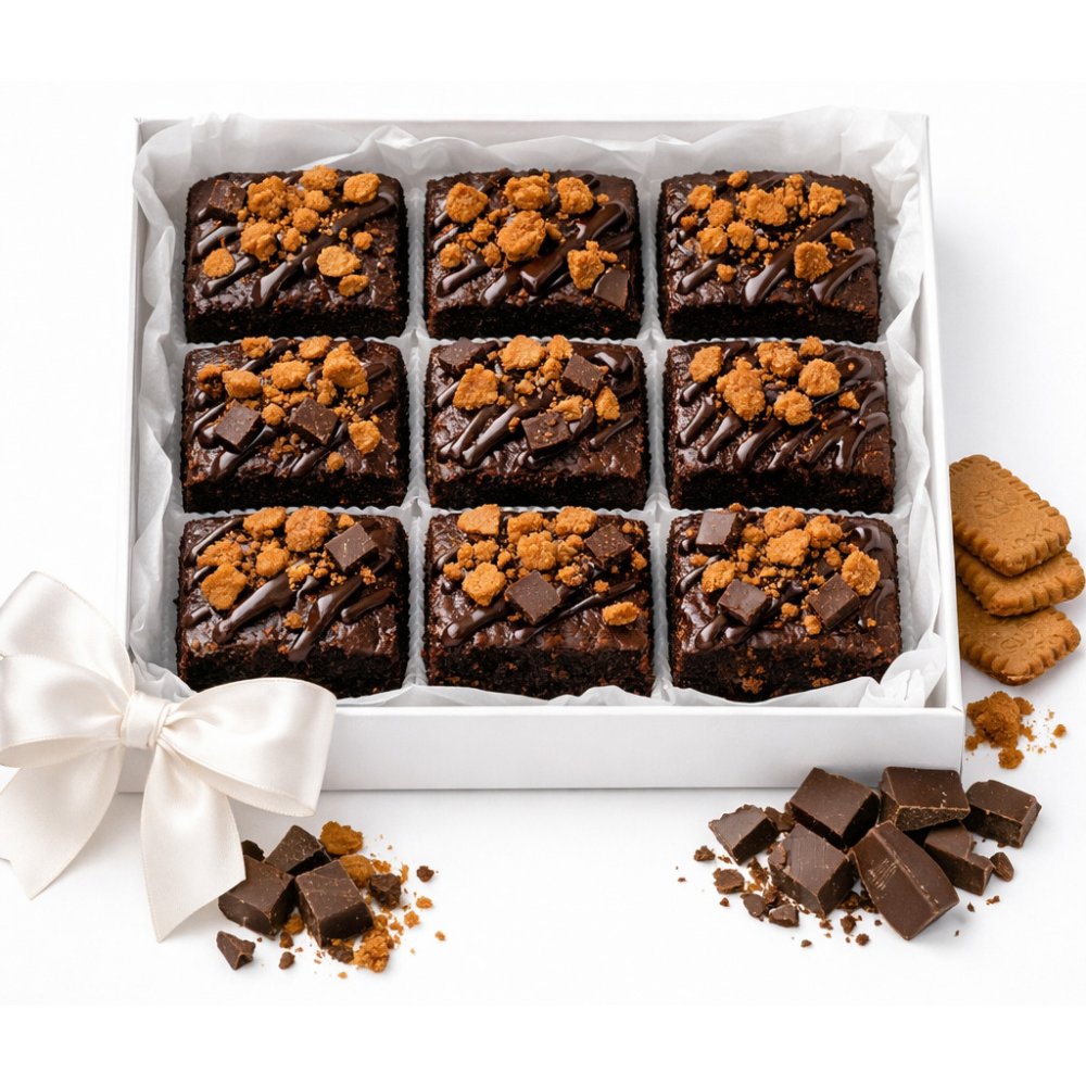 Mørk sjokolade Biscoff Brownie gaveeske