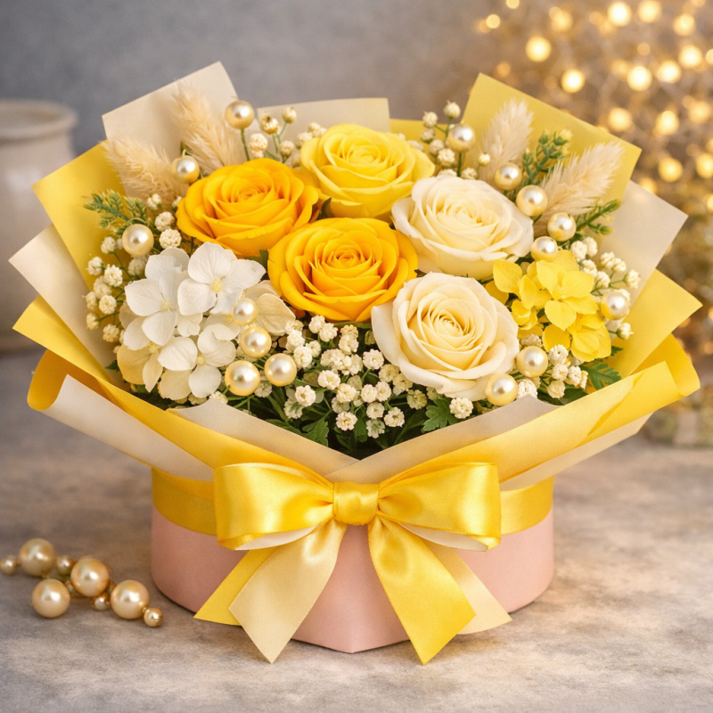 Luxury yellow floral gift box