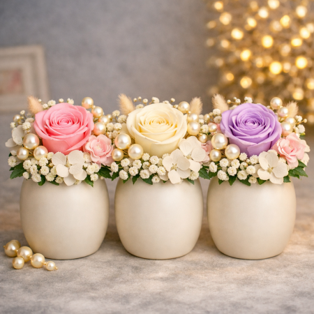 Preserved Eternal Roses Trio - Flower Arrangement Set of 3