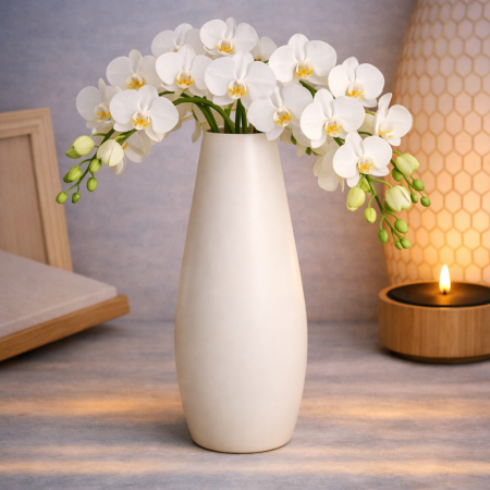 Matte cream minimalist Majestic Orchid Vase