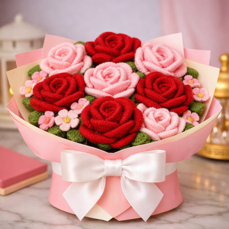 Handmade Crochet Rose Bouquet