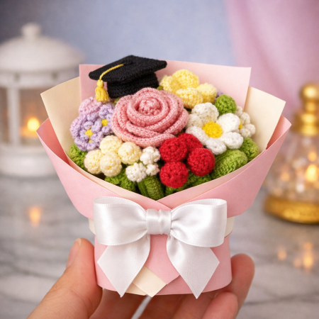 Crochet Graduation Flower | Handmade Mini Graduation Crochet Bloom